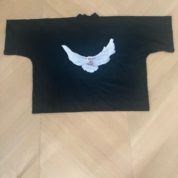 Rare Yeezy x GAP Yeezy Balenciaga White Dove 3/4 Sleeve T Black M - Picture 6 of 9
